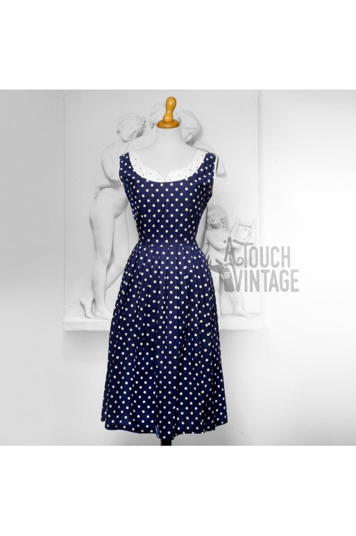 1950'er Polkaprikket kjole - Kjoler - Touch Vintage