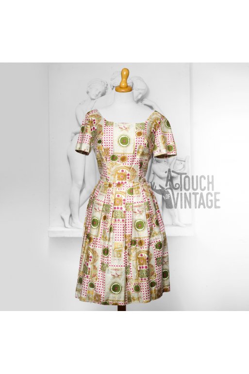1960er kjole i novelty-print 1960'er - A Touch of Vintage