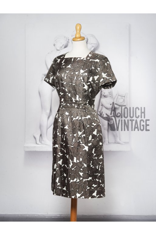 Fantastisk Jeg regner med skrige 1950'er Kjole og bolero i brunt mønster - Kjoler - A Touch of Vintage