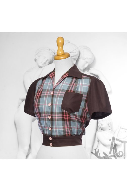 Freddies - Kortærmet skjorte - brun/pink/blå - Freddies of Pinewood - A of Vintage